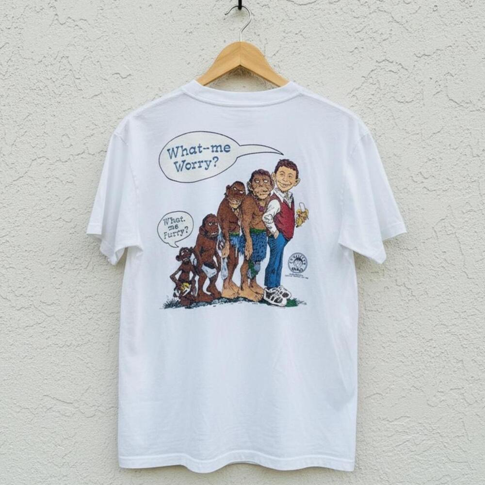 Mad Darwinism T Shirt White Cotton T Shirt With Black Graphic Print Tee